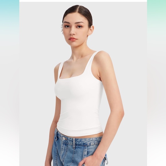 PUMIEY Women's Square Neck Buttery Soft Double Lined Tank Top New - Picture 3 of 8